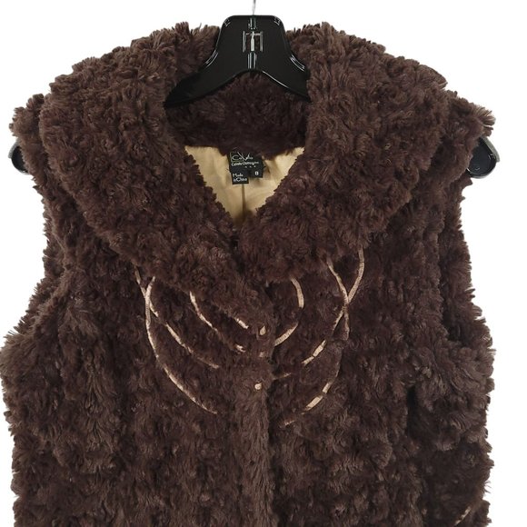 CoVelo Clothing Teddy Bear Vest Jacket Womens Sz 8 Snap Close Brown Faux Fur - Picture 8 of 16